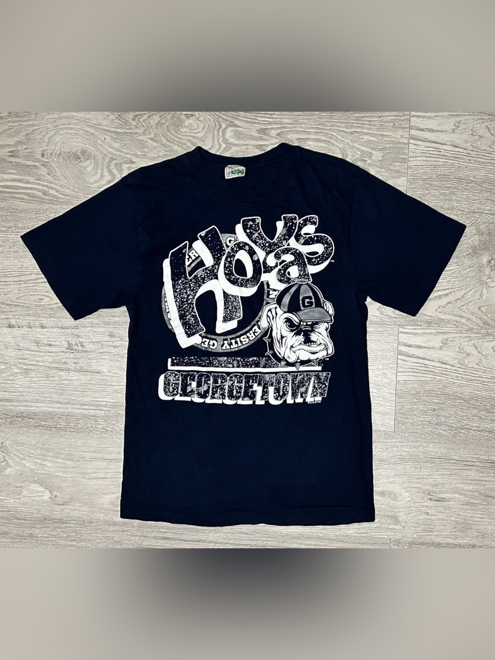 Vintage 1993 Georgetown Hoyas Bulldog Graphic Tee - Navy & White